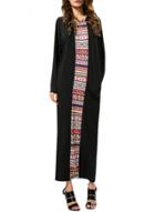 Oasap Women's Fashion Batwing Sleeve Print Loose Maxi Dress