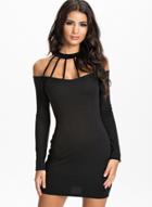 Oasap Halter Neck Off Shoulder Long Sleeve Bodycon Dress