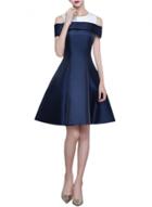 Oasap Women's Vintage Color Block Open Shoulder A-line Dress