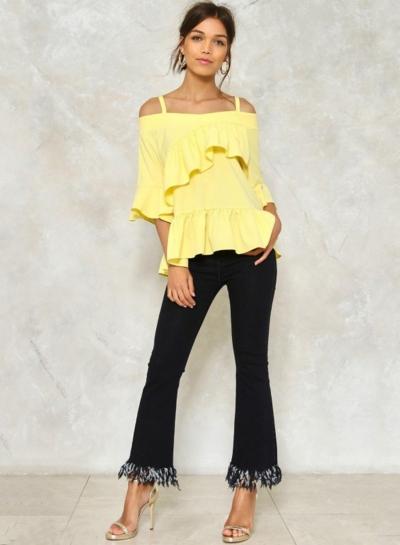 Oasap Cute Slash Neck Slip Blouse
