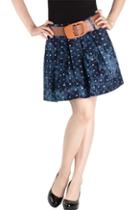 Oasap Floral Print Glossy A Line Skirt