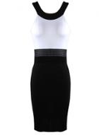 Oasap Women's Halter Sleeveless Color Block Side Slit Bodycon Dress