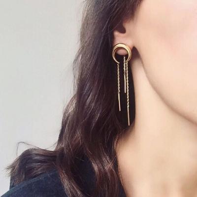 Oasap Moon Design Tassels Decoration Earrings