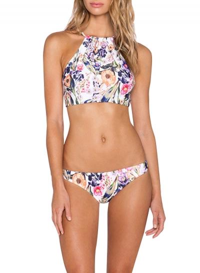 Oasap Floral Printed Bandeau Top 2 Piece Swimwear Set