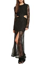 Oasap Women's Hollow Out Crochet Lace Front Slit Maxi Dress