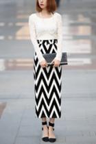 Oasap Zigzag Print Velvet Skirt With Split