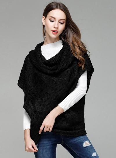 Oasap Solid Batwing Sleeve Knitted Loose Pullover Sweater