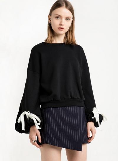 Oasap Fashion Tie Long Sleeve Loose Fit Sweatshirt
