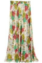 Oasap Vibrant Floral Print Midi Skirt