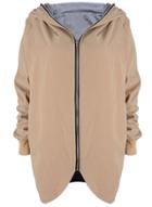 Oasap Fashion Full Zip Irregular Hooded Coat