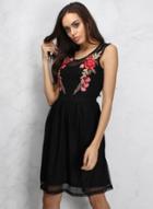 Oasap Fashion Sleeveless Floral Embroidery Party Dress