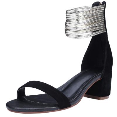 Oasap Open Toe Block Heels Back Zipper Sandals
