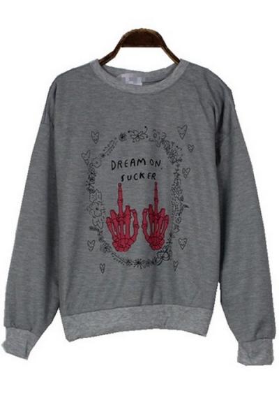 Oasap Essential Skeleton Finger Sweatshirt