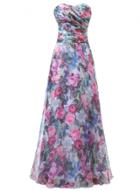 Oasap Luxury Floral Print Ruffled Strapless Prom Dress