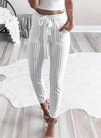 Oasap Striped High Waist Straight Pants