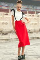 Oasap High Waist Cotton Skirt Bowknot Embellished Strap