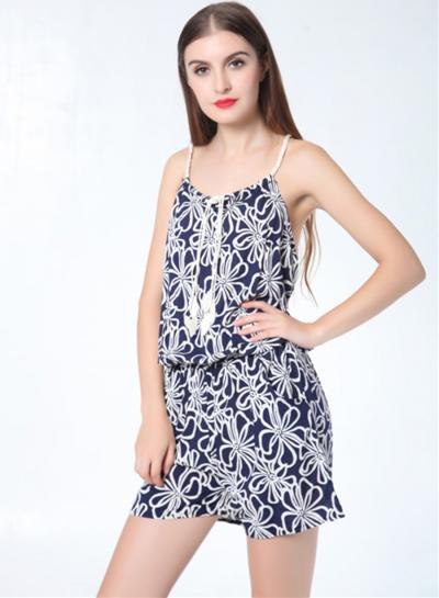 Oasap Sleeveless Spaghetti Strap Floral Print Romper