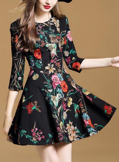 Oasap Fashion Flower A-line Dress