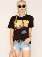 Oasap Street Scene Print Tee Shirt