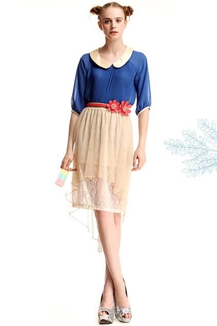 Oasap Lace Lining Lurex Irregular Overlay Skirt