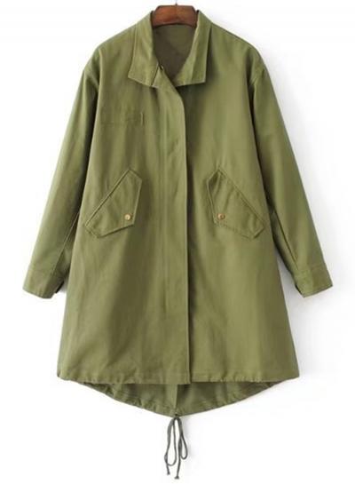 Oasap Turn Down Collar Zipper Fly Floral Embroidery Coat