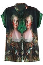 Oasap Baroque Beauty Print Short Sleeve Shirt