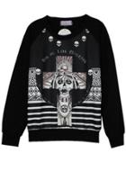 Oasap Skull Cross Sweatshirt