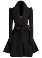 Oasap Long Sleeve Solid Trench Coat With Belt