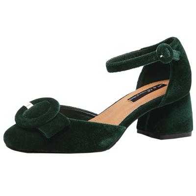 Oasap Ankle Buckle Medium Block Heels Pumps