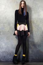 Oasap Cute Block Color Zipped Skirt
