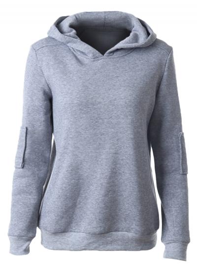 Oasap Women's Fashion Solid Long Applique Sleeve Pullover Hoodie