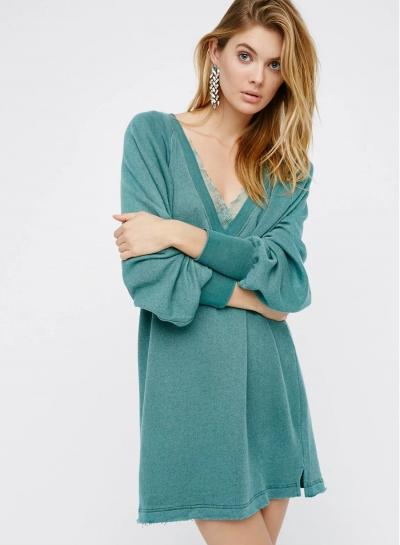 Oasap V Neck Lace Splicing Pullover Sweatshirt