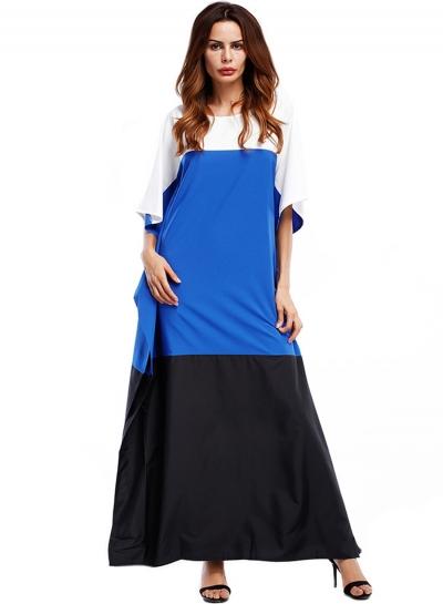 Oasap Color Block Splice Chffion Split Maxi Dresses