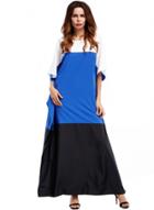Oasap Color Block Splice Chffion Split Maxi Dresses