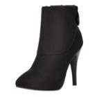 Oasap Suede Back Bow Stiletto Heels Pointed Toe Boots
