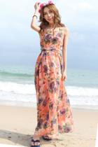 Oasap Favourite Floral Print Backless Flowy Sleeveless Maxi Dress