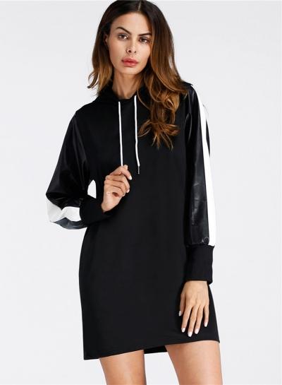 Oasap Casual Color Block Longline Hoodie