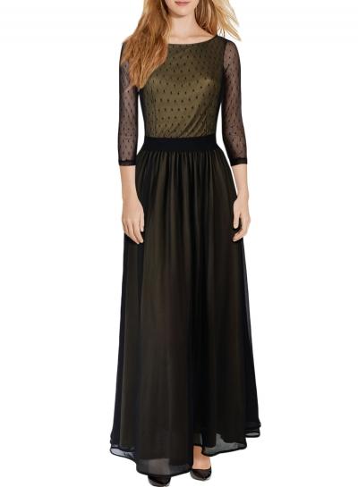 Oasap Women's Fashion Polka Dot Maxi Pleated Evening Dress