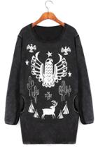 Oasap Eagle Graphic Wash Sweatshirt