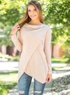 Oasap Solid Color Long Sleeve Knit Irregular Tee Shirt