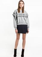 Oasap Grey Cute Flounce Ruffled Sweatshirt