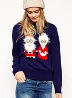Oasap Women's Christmas Santa Graphic Knit Sweater