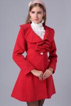 Oasap Elegant Flouncing Collar One-buttoned Coat