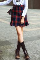 Oasap Preppy Style Plaid High Waist Flouncing Mini Skirt