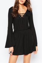 Oasap Glamorous Bell Sleeve Jersey Playsuit