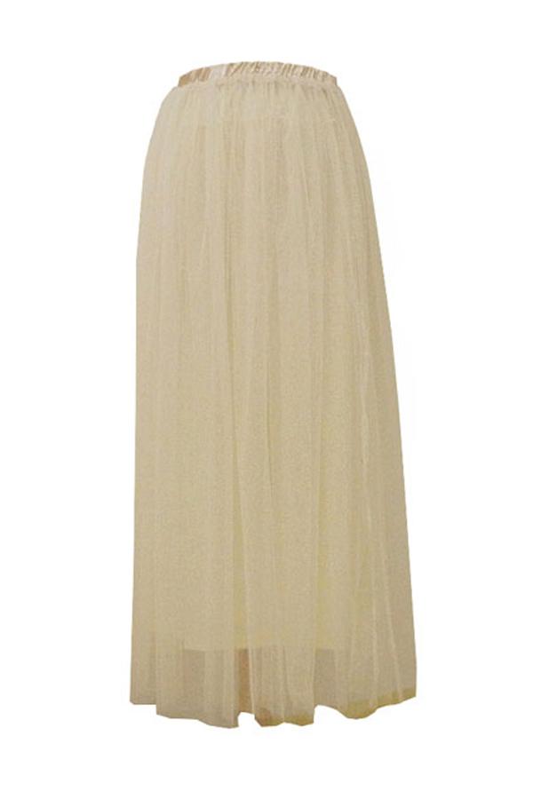 Oasap Pure Color Elastic Waist Lace Skirt