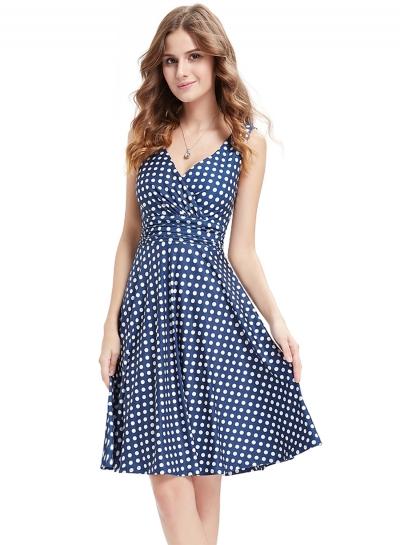 Oasap Women's Elegant Polka Dot Faux Wrap Front Sleeveless Trapeze Dress