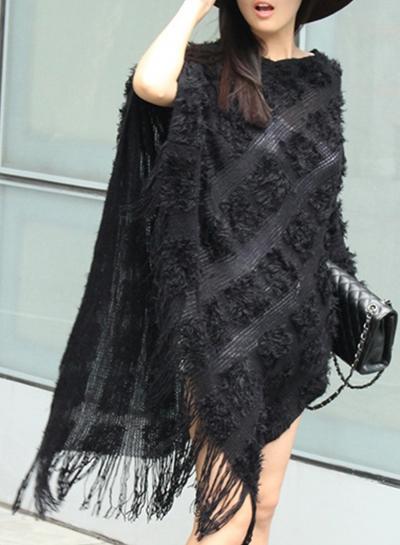 Oasap Fashion Cloak Sweater With Tassel