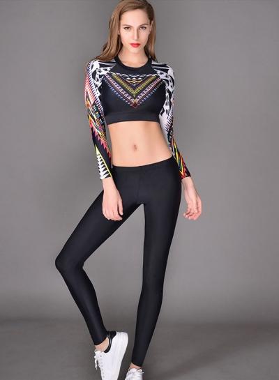 Oasap Women's 2 Piece Long Sleeve Uv Sun Protection Rash Guard