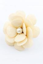 Oasap Flower Shaped Pearl Embellished Ring